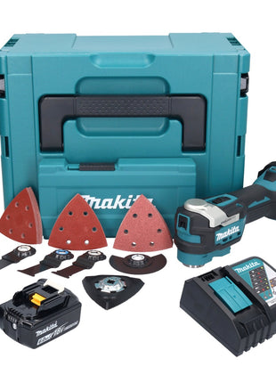 Herramienta multifuncional a batería Makita DTM 52 RG1JX4 18 V Starlock Max Brushless + 1x batería 6.0 Ah + cargador + set de accesorios + Makpac