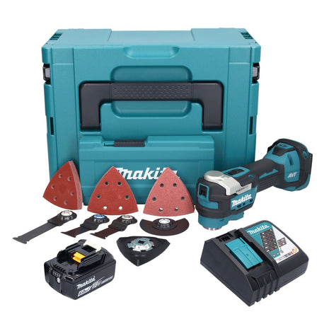 Multiutensile a batteria Makita DTM 52 RG1JX4 18 V Starlock Max Brushless + 1x batteria 6,0 Ah + caricabatterie + kit accessori + Makpac