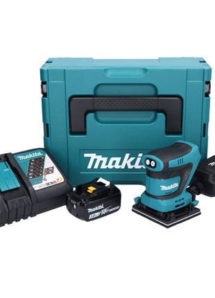 Makita DBO 480 RF1J Akku Schwingschleifer 18 V 112 x 102 mm + 1x Akku 3,0 Ah + Ladegerät + Makpac