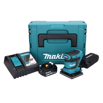 Makita DBO 480 RG1J Akku Schwingschleifer 18 V 112 x 102 mm + 1x Akku 6,0 Ah + Ladegerät + Makpac