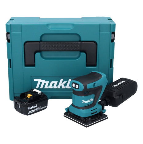 Lijadora orbital a batería Makita DBO 481 F1J 18 V 112 x 102 mm + 1x batería 3,0 Ah + Makpac - sin cargador