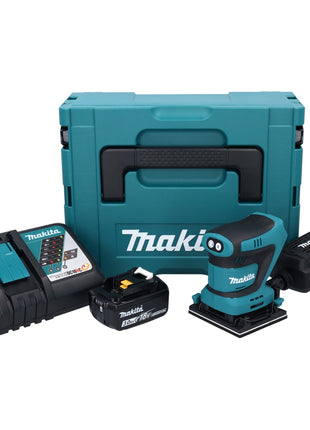 Makita DBO 481 RF1J Akku Schwingschleifer 18 V 112 x 102 mm + 1x Akku 3,0 Ah + Ladegerät + Makpac