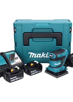 Makita DBO 480 RGJ Akku Schwingschleifer 18 V 112 x 102 mm + 2x Akku 6,0 Ah + Ladegerät + Makpac