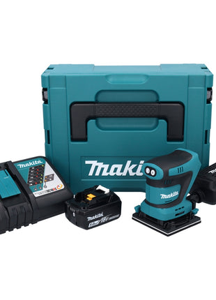 Makita DBO 481 RT1J Akku Schwingschleifer 18 V 112 x 102 mm + 1x Akku 5,0 Ah + Ladegerät + Makpac