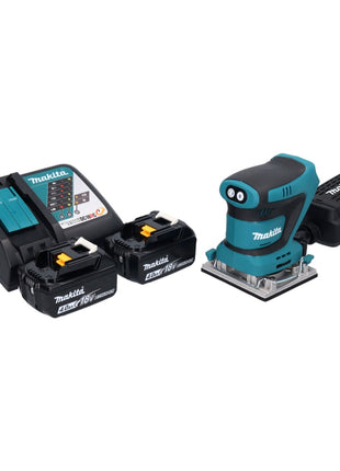 Makita DBO 482 RM Akku Schwingschleifer 18 V 112 x 102 mm + 2x Akku 4,0 Ah + Ladegerät