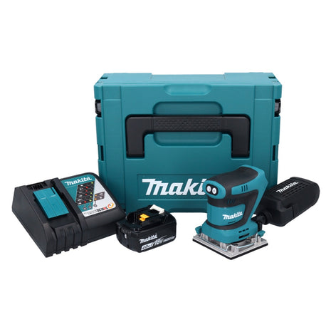 Makita DBO 482 RM1J Akku Schwingschleifer 18 V 112 x 102 mm + 1x Akku 4,0 Ah + Ladegerät + Makpac