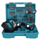 Makita DHP 482 RGX1 Perceuse-visseuse à percussion sans fil 18 V + 2x Batteries 6,0 Ah + Chargeur + kit d'accessoires - 74 pièces + Mallette