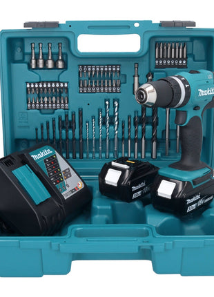 Makita DHP 453 RFX1 Akku Schlagbohrschrauber 18 V 42 Nm + 2x Akku 3,0 Ah + Ladegerät + 74 tlg. Zubehörset + Koffer