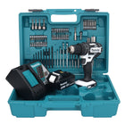 Taladro percutor inalámbrico Makita DHP 482 RT1X1W 18 V 62 Nm + 1x batería 5,0 Ah + cargador + set de accesorios 74 piezas + estuche