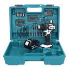 Taladro percutor inalámbrico Makita DHP 482 G1X1W 18 V 62 Nm + 1x batería 6,0 Ah + set de accesorios 74 piezas + maletín - sin cargador