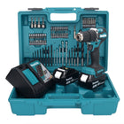 Makita DHP 487 RFX1 Akku Schlagbohrschrauber 18 V 40 Nm Brushless + 2x Akku 3,0 Ah + Ladegerät + 74 tlg. Zubehörset + Koffer