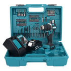 Taladro percutor inalámbrico Makita DHP 487 RT1X1 18 V 40 Nm sin escobillas + 1x batería 5,0 Ah + cargador + set de accesorios 74 piezas + estuche