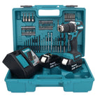 Taladro percutor inalámbrico Makita DHP 487 RGX1 18 V 40 Nm sin escobillas + 2x baterías 6,0 Ah + cargador + set de accesorios 74 piezas + estuche