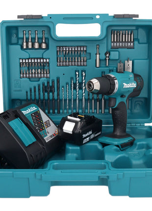 Makita DDF 453 RT1X1 perceuse-visseuse sans fil 18 V 42 Nm + 1x batterie 5,0 Ah + chargeur + jeu d'accessoires 74 pièces + mallette