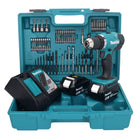 Makita DDF 453 RTX1 Akku Bohrschrauber 18 V 42 Nm + 2x Akku 5,0 Ah + Ladegerät + 74 tlg. Zubehörset + Koffer