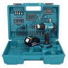 Makita DDF 453 G1X1 Akku Bohrschrauber 18 V 42 Nm + 1x Akku 6,0 Ah + 74 tlg. Zubehörset + Koffer - ohne Ladegerät