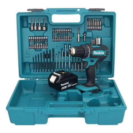 Makita DDF 482 G1X1 Akku Bohrschrauber 18 V 62 Nm + 1x Akku 6,0 Ah + 74 tlg. Zubehörset + Koffer - ohne Ladegerät