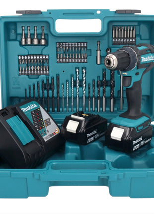 Makita DDF 482 RGX1 Akku Bohrschrauber 18 V 62 Nm + 2x Akku 6,0 Ah + Ladegerät + 74 tlg. Zubehörset + Koffer