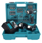 Makita DDF 482 RGX1 Akku Bohrschrauber 18 V 62 Nm + 2x Akku 6,0 Ah + Ladegerät + 74 tlg. Zubehörset + Koffer