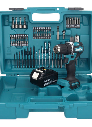 Makita DDF 487 G1X1 Akku Bohrschrauber 18 V 40 Nm Brushless + 1x Akku 6,0 Ah + 74 tlg. Zubehörset + Koffer - ohne Ladegerät