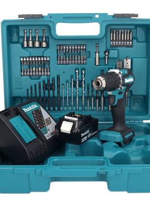 Makita DDF 487 RG1X1 Akku Bohrschrauber 18 V 40 Nm Brushless + 1x Akku 6,0 Ah + Ladegerät + 74 tlg. Zubehörset + Koffer