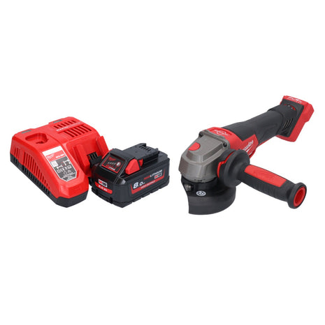 Milwaukee M18 FSAGV115XPDB-801 Akumulatorowa szlifierka kątowa 18 V 115 mm bezszczotkowa + 1x akumulator 8,0 Ah + ładowarka