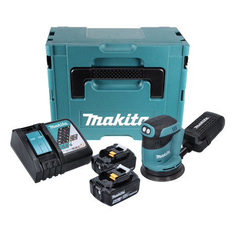 Makita DBO 180 RTJ Akku Exzenterschleifer 18 V 125 mm + 2x Akku 5,0 Ah + Ladegerät + Makpac - Toolbrothers