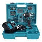 Makita DDF 484 SY1X1 Akku Bohrschrauber 18 V 54 Nm + 1x Akku 1,5 Ah + Ladegerät + 74 tlg. Zubehörset + Koffer