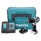 Makita DHP 484 SY1J W Taladro percutor inalámbrico 18 V 54 Nm sin escobillas blanco + 1x batería 1,5 Ah + cargador + Makpac