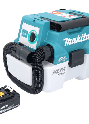 Aspirador de batería Makita DVC 750 LM1 LXT 18 V 67 mbar 7,5 l sin escobillas + 1x batería 4,0 Ah - sin cargador