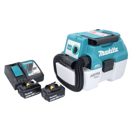 Makita DVC 750 LRM aspirateur sans fil LXT 18 V 67 mbar 7,5 l Brushless + 2x batterie 4,0 Ah + chargeur