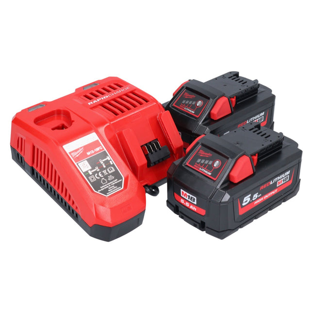 Milwaukee M18 NRG-552 Akku Starter Set High Output 18 V + 2x Akku 5,5 Ah ( 2x 4932464712 ) + M12-18 FC Ladegerät ( 4932451079 )