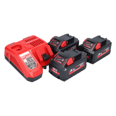 Milwaukee M18 NRG-553 Akku Starter Set High Output 18 V + 3x Akku 5,5 Ah ( 3x 4932464712 ) + M12-18 FC Ladegerät ( 4932451079 )