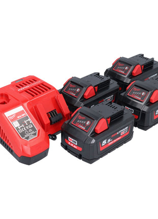 Milwaukee M18 NRG-554 Akku Starter Set High Output 18 V + 4x Akku 5,5 Ah ( 4x 4932464712 ) + M12-18 FC Ladegerät ( 4932451079 )