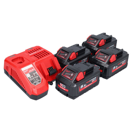 Milwaukee M18 NRG-554 batería de arranque de alto rendimiento 18 V + 4x batería 5,5 Ah (4x 4932464712) + cargador M12-18 FC (4932451079)