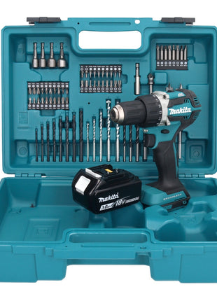 Makita DDF 484 F1X1 Akku Bohrschrauber 18 V 54 Nm + 1x Akku 3,0 Ah + 74 tlg. Zubehörset + Koffer - ohne Ladegerät