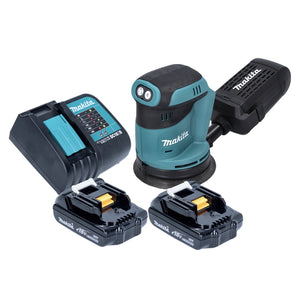 Makita DBO 180 SY Akku Exzenterschleifer 18 V 125 mm + 2x Akku 1,5 Ah + Ladegerät