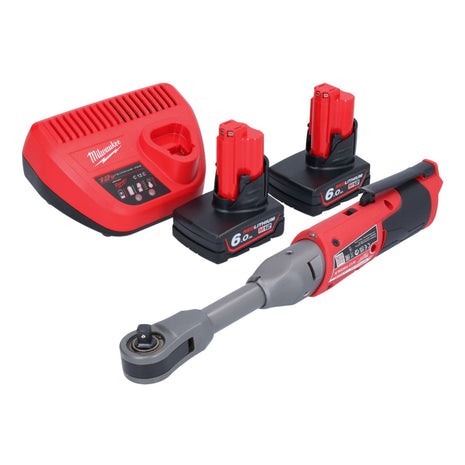 Milwaukee M12 FIR38LR-602 carraca a batería larga 12 V 75 Nm 3/8" + 2x batería 6,0 Ah + cargador