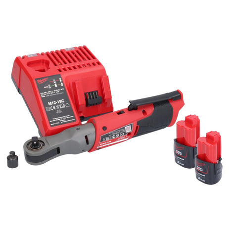 Milwaukee M12 FIR38-202 Cricchetto a batteria 12 V 75 Nm 3/8" 1/4" + 2x batteria ricaricabile 2,0 Ah + caricatore