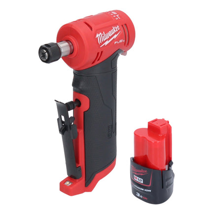 Milwaukee M12 FDGA-301 Geradschleifer abgewinkelt 12 V 6 / 8 mm Brushless + 1x Akku 3,0 Ah - ohne Ladegerät