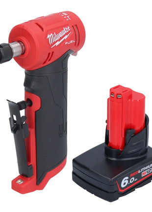 Meuleuse droite Milwaukee M12 FDGA-601 coudée 12 V 6 / 8 mm sans balais + 1x batterie 6,0 Ah - sans chargeur