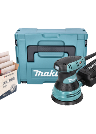 Makita BO 5031 J Exzenterschleifer Schleifmaschine 300 Watt 125 mm + Toolbrothers SPIDER Schleifset Netzschleifmittel + Makpac - Toolbrothers