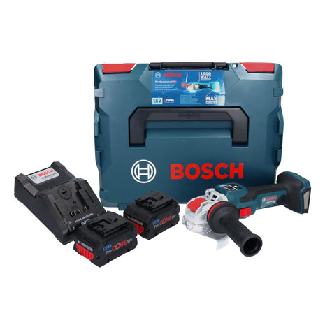 Bosch GWX 18V-15 SC Professional amoladora angular a batería 18 V (06019H6501) 125 mm BITURBO X-LOCK + 2x batería ProCORE 8,0 Ah + cargador + L-BOXX