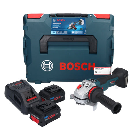 Smerigliatrice angolare a batteria Bosch GWS 18V-10 SC 18 V 125 mm senza spazzole + 2x batteria ProCORE 8,0 Ah + caricabatterie + L-Boxx