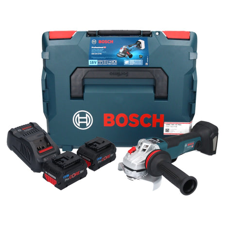 Bosch GWS 18V-10 PSC Professional amoladora angular a batería 18 V 125 mm sin escobillas + 2x batería ProCORE 8,0 Ah + cargador + L-Boxx