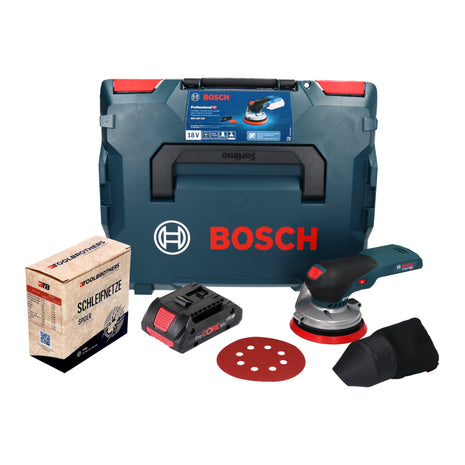 Bosch GEX 18V-125 Professional cordless random orbital sander 18 V 125 mm brushless + 1x Toolbrothers SPIDER mains abrasive set + 1x ProCORE rechargeable battery 4.0 Ah + L-BOXX - without charger