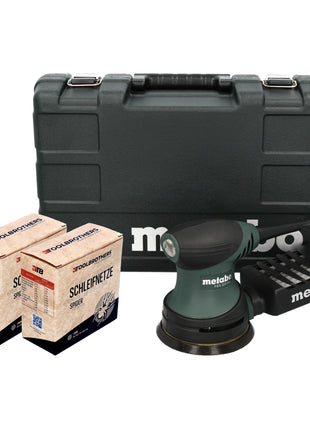 Metabo FSX 200 Intec Exzenterschleifer 240 W 125 mm + 2x Toolbrothers SPIDER Schleifnetz Set + Koffer