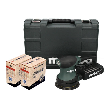 Metabo FSX 200 Intec Exzenterschleifer 240 W 125 mm + 2x Toolbrothers SPIDER Schleifnetz Set + Koffer