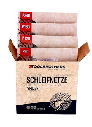 Metabo FSX 200 Intec Exzenterschleifer 240 W 125 mm + 4x Toolbrothers SPIDER Schleifnetz Set + Koffer