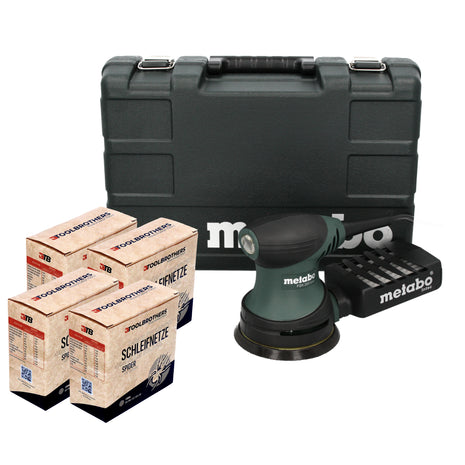 Metabo FSX 200 Intec Exzenterschleifer 240 W 125 mm + 4x Toolbrothers SPIDER Schleifnetz Set + Koffer